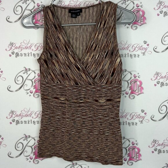 Magaschoni Tops - Magaschoni tank top stripes Multitone brown cream Sleeveless Tank Top